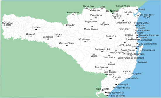 Resultado de imagem para mapa de santa catarina